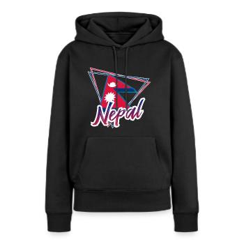 Nepal - Sweat à capuche Premium bio Femme - noir - Devant - Julia (174cm)