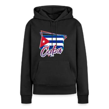 Cuba - Sweat à capuche Premium bio Femme - noir - Devant - Julia (174cm)