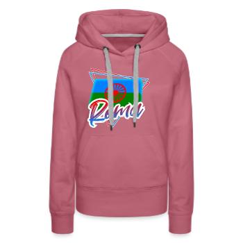 Roma - Frauen Premium Bio Hoodie - Malve - Vorne - Isabella (175cm)