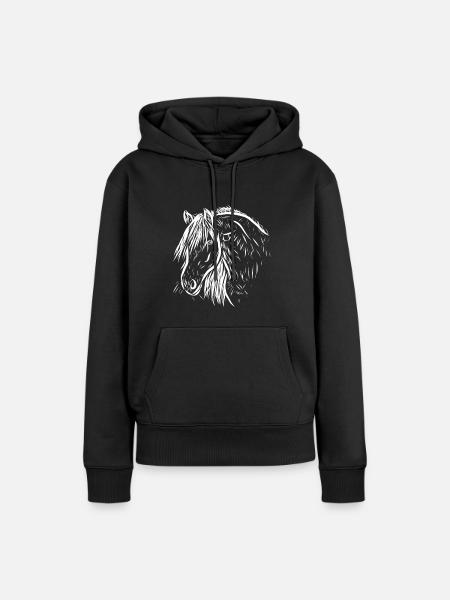Pferd - Frauen Premium Bio Hoodie - Schwarz