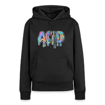 ACID DRIPPY - Frauen Premium Bio Hoodie - Schwarz - Vorne - Julia (174cm)
