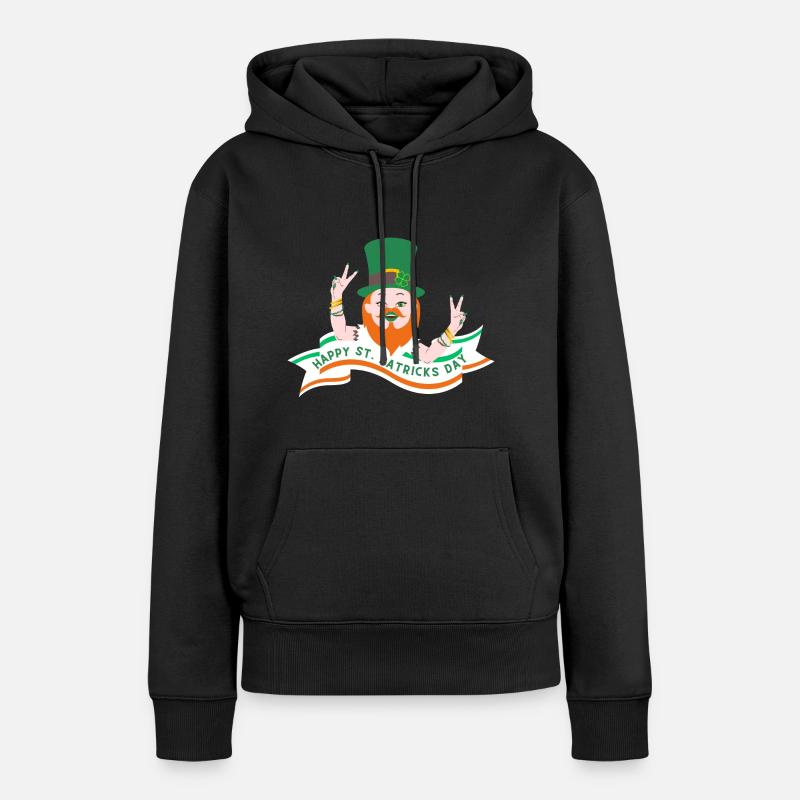 Vacances de la Saint-Patrick Irish Clover Goblin - Sweat à capuche Premium bio Femme - noir