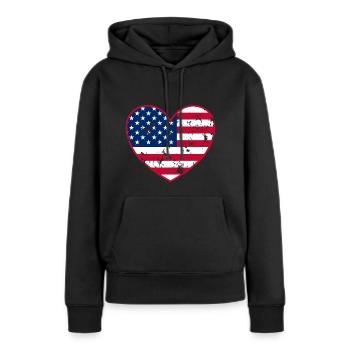 Amérique coeur idée cadeau émigrer vacances USA - Sweat à capuche Premium bio Femme - noir - Devant - Julia (174cm)
