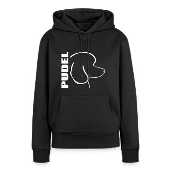 PUDEL PROFIL - Frauen Premium Bio Hoodie - Schwarz - Vorne - Julia (174cm)