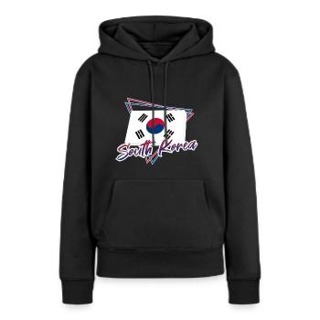 Corée du Sud - Sweat à capuche Premium bio Femme - noir - Devant - Julia (174cm)