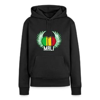 Mali - Frauen Premium Bio Hoodie - Schwarz - Vorne - Julia (174cm)