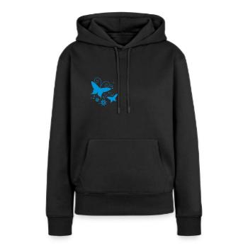 schmetterling, ranke, blume - Frauen Premium Bio Hoodie - Schwarz - Vorne - Julia (174cm)
