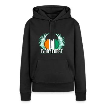 Côte d’Ivoire - Sweat à capuche Premium bio Femme - noir - Devant - Julia (174cm)