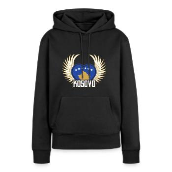 Kosovo - Sweat à capuche Premium bio Femme - noir - Devant - Julia (174cm)
