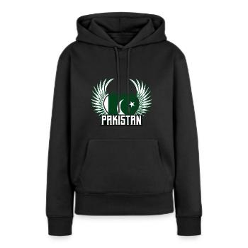 Pakistan - Frauen Premium Bio Hoodie - Schwarz - Vorne - Julia (174cm)