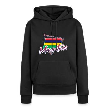 Maurice - Sweat à capuche Premium bio Femme - noir - Devant - Julia (174cm)