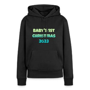 Baby’s first Christmas 2023 - Frauen Premium Bio Hoodie - Schwarz - Vorne - Julia (174cm)