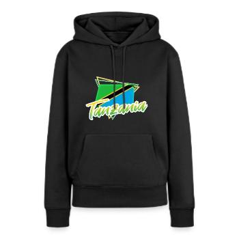 Tanzanie - Sweat à capuche Premium bio Femme - noir - Devant - Julia (174cm)