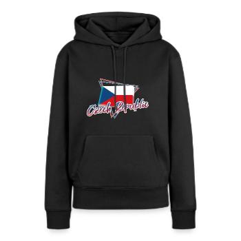 République tchèque - Sweat à capuche Premium bio Femme - noir - Devant - Julia (174cm)