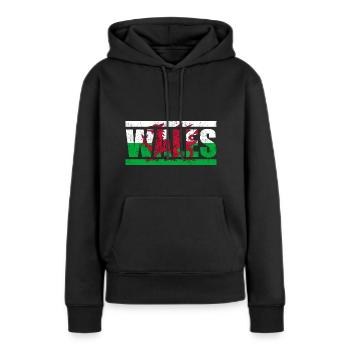 Pays de Galles - Sweat à capuche Premium bio Femme - noir - Devant - Julia (174cm)