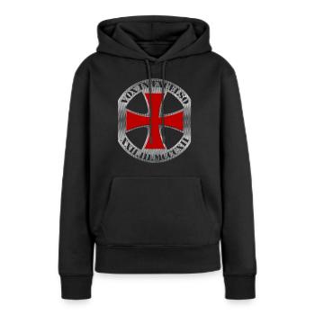Templerkreuz, Vox in Excelso - Frauen Premium Bio Hoodie - Schwarz - Vorne - Julia (174cm)