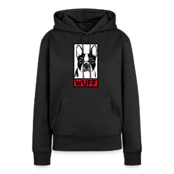 Boston Terrier Wuff - Women’s Premium Organic Hoodie - black - Front - Julia (174cm)