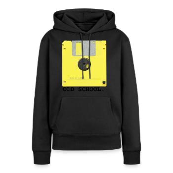 disquette old school rétro - Sweat à capuche Premium bio Femme - noir - Devant - Julia (174cm)