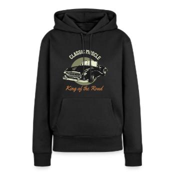 T Shirt Muscle Car - Classic Muscle Car - Sweat à capuche Premium bio Femme - noir - Devant - Julia (174cm)
