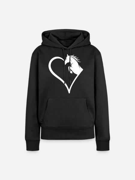 Pferdeliebe Pferdekopf Geschenk - Frauen Premium Bio Hoodie - Schwarz