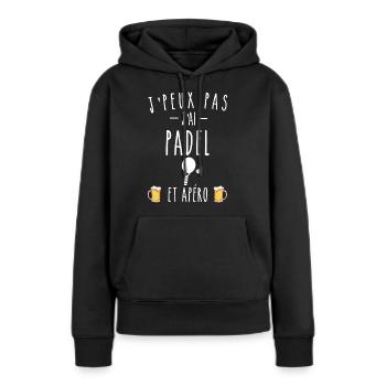 padel et apéro - Sweat à capuche Premium bio Femme - noir - Devant - Julia (174cm)