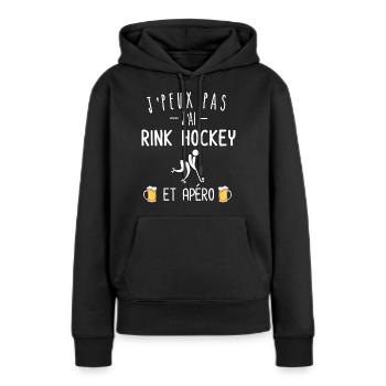 je peux pas j'ai rink hockey et apéro - Sweat à capuche Premium bio Femme - noir - Devant - Julia (174cm)