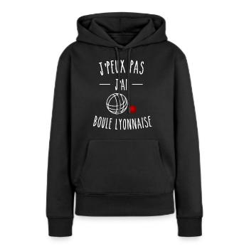 je peux pas j ai boule lyonnaise - Sweat à capuche Premium bio Femme - noir - Devant - Julia (174cm)