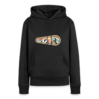 Rennfahrrad an Single speed da Alpen am Berg MTB - Frauen Premium Bio Hoodie - Schwarz - Vorne - Julia (174cm)