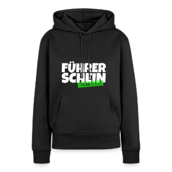 Führerschein bestanden - Frauen Premium Bio Hoodie - Schwarz - Vorne - Julia (174cm)