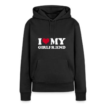 I Love My Girlfriend - Frauen Premium Bio Hoodie - Schwarz - Vorne - Julia (174cm)