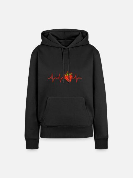 Erdbeere - Frauen Premium Bio Hoodie - Schwarz