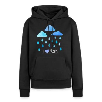 J’aime la pluie, les gouttes de pluie, les nuages météorologiques, l’humidité - Sweat à capuche Premium bio Femme - noir - Devant - Julia (174cm)