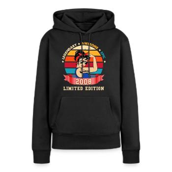 2008 Vintage Damen Geburtstag Geschenkidee - Frauen Premium Bio Hoodie - Schwarz - Vorne - Julia (174cm)