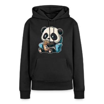 Série Junkie Series Marathon Panda Popcorn Canapé - Sweat à capuche Premium bio Femme - noir - Devant - Julia (174cm)