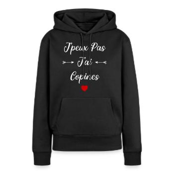 Je peux pas j'ai copines - Sweat à capuche Premium bio Femme - noir - Devant - Julia (174cm)