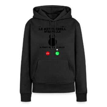 Sport Humour Cadeau Entrainement - Sweat à capuche Premium bio Femme - noir - Devant - Julia (174cm)
