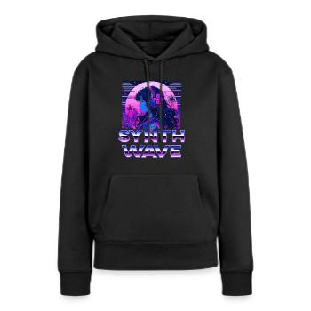 Synthwave Music Album Cover - Anime Shirt - Frauen Premium Bio Hoodie - Schwarz - Vorne - Julia (174cm)