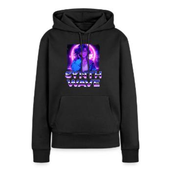 Synthwave Music Album Cover - Anime Shirt - Frauen Premium Bio Hoodie - Schwarz - Vorne - Julia (174cm)
