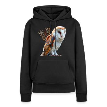 Chouette effraie - Sweat à capuche Premium bio Femme - noir - Devant - Julia (174cm)