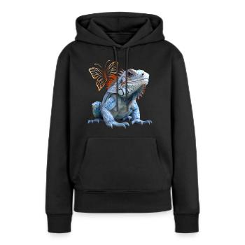 Iguane - Sweat à capuche Premium bio Femme - noir - Devant - Julia (174cm)