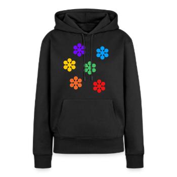 Fleurs arc-en-ciel subtile gay pride - Sweat à capuche Premium bio Femme - noir - Devant - Julia (174cm)