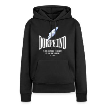 Dorfkind - Wenn die Wiese dein Bett ist - Frauen Premium Bio Hoodie - Schwarz - Vorne - Julia (174cm)