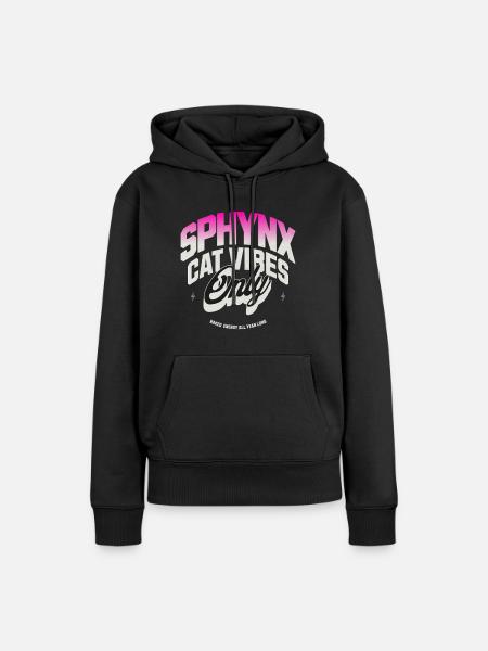 Sphynx-Katzen-Vibes - Frauen Premium Bio Hoodie - Schwarz