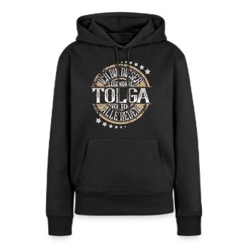 Tolga - Frauen Premium Bio Hoodie - Schwarz - Vorne - Julia (174cm)