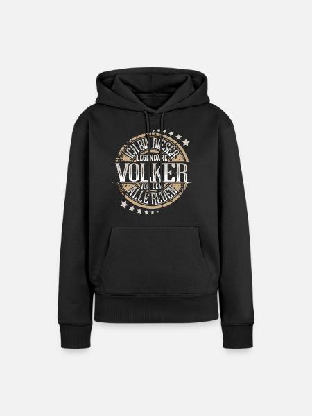 Volker - Frauen Premium Bio Hoodie - Schwarz