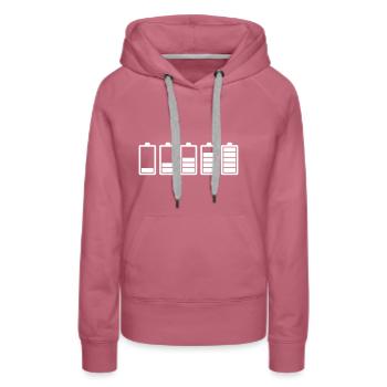 Charge the battery - Women’s Premium Organic Hoodie - mauve - Front - Isabella (175cm)