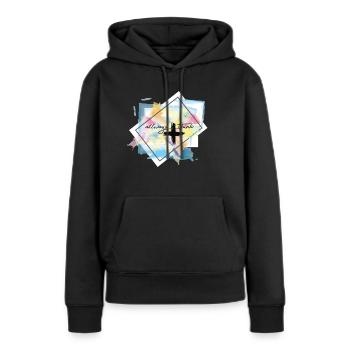 pense positif - Sweat à capuche Premium bio Femme - noir - Devant - Julia (174cm)
