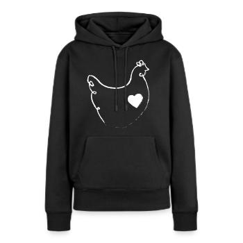 Strichzeichnung Huhn - Frauen Premium Bio Hoodie - Schwarz - Vorne - Julia (174cm)