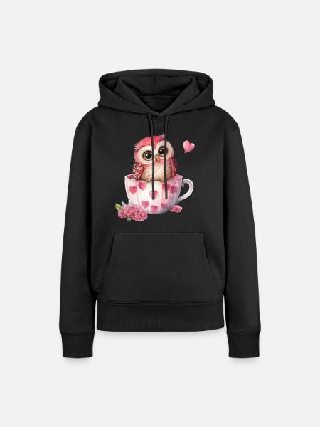 Eule Eulen - Frauen Premium Bio Hoodie - Schwarz