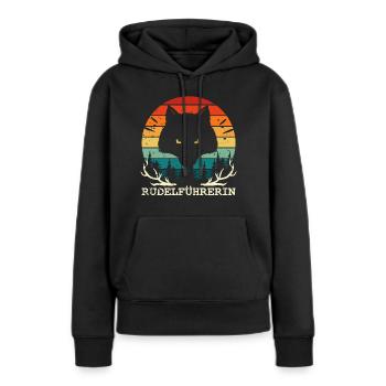 Rudelführerin - JGA Mutter Wolf Team Muttertag - Frauen Premium Bio Hoodie - Schwarz - Vorne - Julia (174cm)